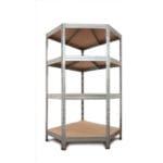 Ъглов метален стелаж с 4 рафта Ar shelving RIVET250, до 250 кг на рафт, 180x90x90 см