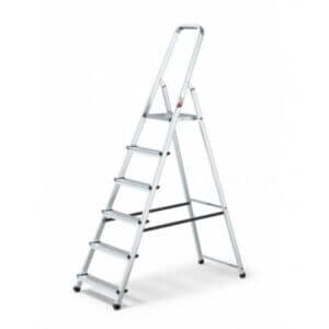 Алуминиева стълба Multisystem 5+1 стъпала, еднораменна алуминиева стълба за дома с 6 стъпала, лека и стабилна.