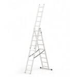 Алуминиева стълба Multisystem трираменна, 3 секции, 9 стъпала, 150 кг, 2.46-4.54 м