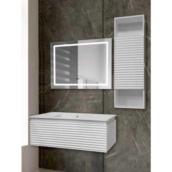 Долен шкаф за баня Макена Линеа с мивка, Бял Долен шкаф за баня Макена Линеа с мивка, Бял