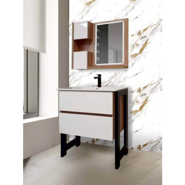 Долен шкаф за баня Макена Орегон с мивка, Бял Долен шкаф за баня Макена Орегон с мивка, Бял