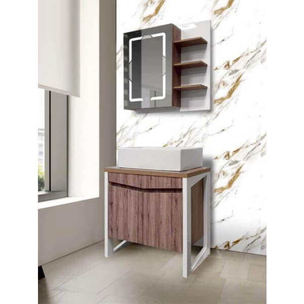 Долен шкаф за баня Макена Пандора с мивка, Бял Долен шкаф за баня Макена Пандора с мивка, Бял