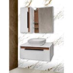 Долен шкаф за баня с мивка Makena Делта, 80х40х48 см, Бял