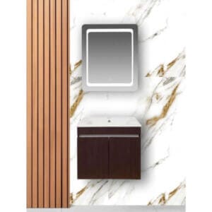 Долен шкаф за баня с мивка Makena Лариса, водоустойчив и с две чекмеджета, идеален за стилна баня.