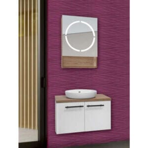 Долен шкаф за баня с мивка Makena Монако - бял, водоустойчив и с плавно затваряне, идеален за всяка баня.