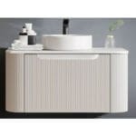 Долен шкаф за баня с порцеланова мивка и кварцов плот Makena