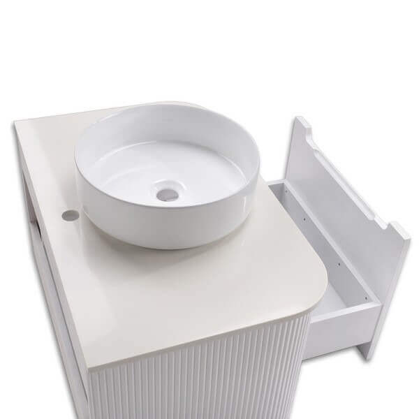 Долен шкаф за баня с порцеланова мивка и кварцов плот Makena Долен шкаф за баня с порцеланова мивка и кварцов плот Makena