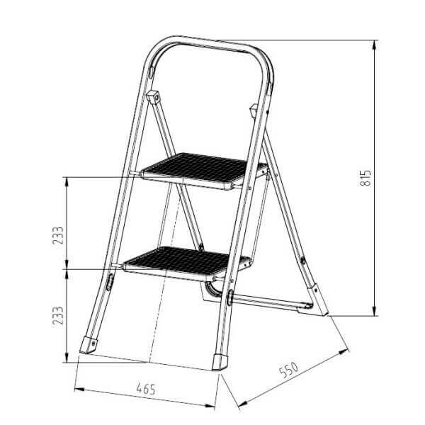 Домакинска метална стълба 2 стъпала Домакинска метална стълба 2 стъпала