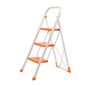Домакинска метална стълба 3 стъпала, лека метална стълба за дома с 3 стабилни стъпала PSDS