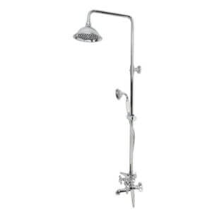 Душ комплект Makena Vintage със смесител, хромирана душ система с ръчна слушалка и душ пита 200 мм.