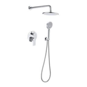 Душ комплект за вграждане Cascada ZS-C2009A с хром, идеален за модерна баня с месингов смесител.