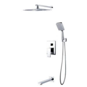 Душ комплект за вграждане Cascada ZS-C2010A, черен дизайн с ръчен душ и месингови части.