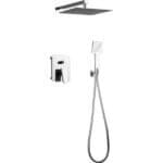 Душ комплект за вграждане Makena с квадратна душ глава и слушалка, Хром