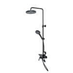 Душ система Makena Piano Black с термостатичен душ, ръчен душ и месингов корпус, Черен