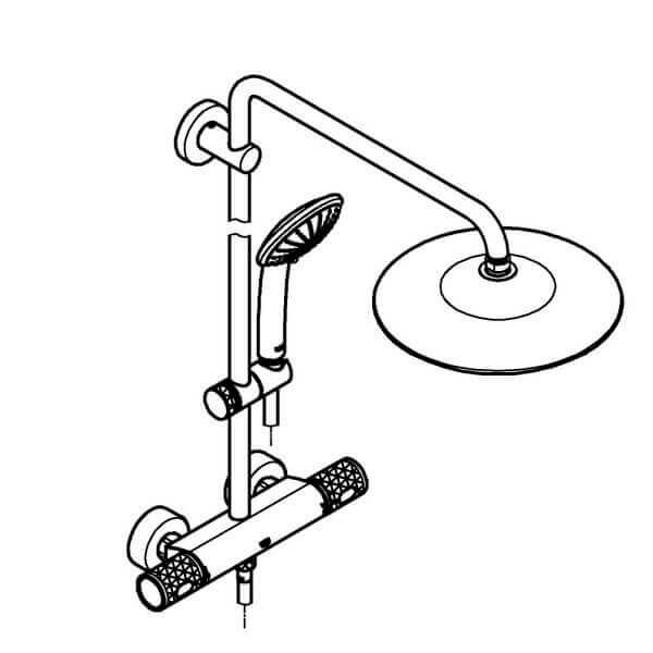 Душ система с термостат GROHE Vitalio Joy, 260 см, стенен монтаж Душ система с термостат GROHE Vitalio Joy, 260 см, стенен монтаж