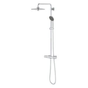 Душ система с термостат GROHE Vitalio Joy, стенен монтаж, с регулируем ръчен душ и Rain струя.