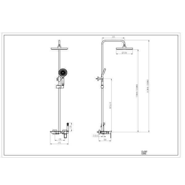 Душ система с термостатичен душ, ръчен душ и месингов корпус Piano Chrome Душ система с термостатичен душ, ръчен душ и месингов корпус Piano Chrome