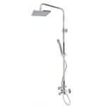 Двуръкохватков душ комплект Makena SH01 със смесител, душ глава и слушалка, Хром