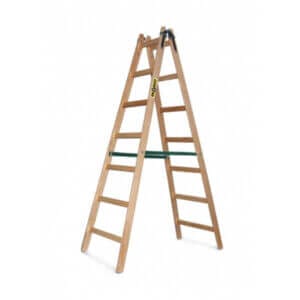 Двустранна дървена стълба Drabest от импрегнирана дървесина с 7 стъпала и работна височина 3.6 м