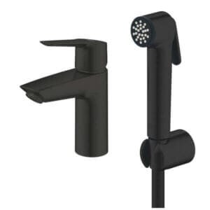 Едноръкохватков смесител GROHE Start OHM 1/2 231232433 с бидетна слушалка, водоспестяващ черен смесител за баня