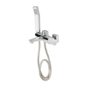 Едноръкохватков смесител Makena Nobo за душ, месингов, с хромирано покритие и дълъг маркуч за удобство.