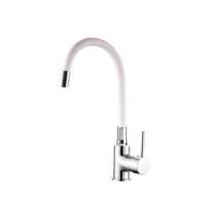 Едноръкохватков смесител за кухня Cascada Classic, бял смесител за кухня с иновативен дизайн и удобен контрол.