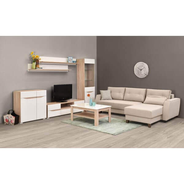 Етажерка Matis Veneto, 160x22x23 см, Дъб Сонома + Беж гланц Етажерка Matis Veneto, 160x22x23 см, Дъб Сонома + Беж гланц