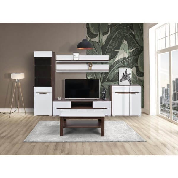 Етажерка Matis Veneto, 160x22x23 см, Орех Табако + Бял гланц Етажерка Matis Veneto, 160x22x23 см, Орех Табако + Бял гланц