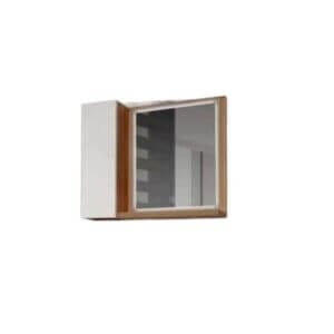 Горен шкаф за баня Макена Карлота с огледало, водоустойчив бял PVC шкаф с LED осветление, стенен монтаж