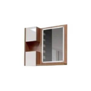 Горен шкаф за баня Макена Орегон с огледало и LED осветление, водоустойчив PVC шкаф за баня