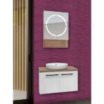 Горен шкаф за баня с огледало Makena Монако, 50х14х70 см, Бял