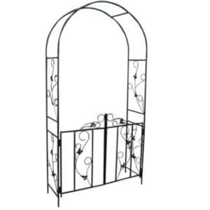 Градинска арка My Garden WR-JC015 с две вратички, черна прахово боядисана метална конструкция, градински арки с вратички