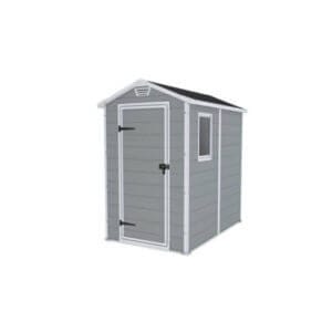 Градинска барака Keter Manor, идеална пластмасова барака за инструменти с двойни стени и заключваща се врата.