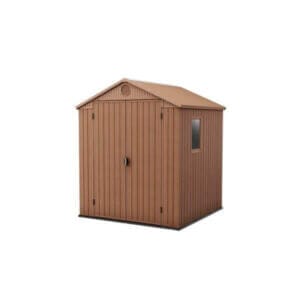 Градински навес Keter Darwin с двойни стени, прозорец и здрава пластмасова конструкция, кафяв