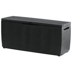 Градински скрин Keter CAPRI, черен, с капацитет 305 л, устойчив на атмосферни влияния, идеален за градински мебели.