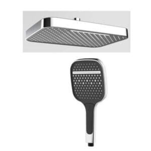 Каскаден душ комплект Chrome SL-1211HD с голяма душ глава и душ слушалка с функции за стилна баня.