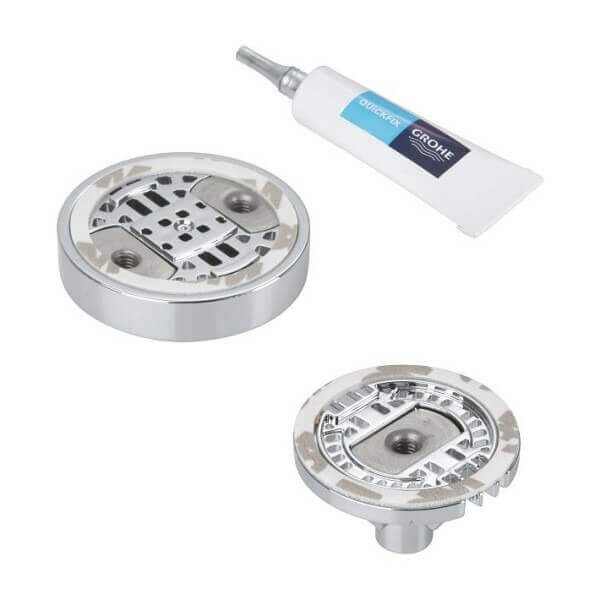 Комплект лепило и държачи GROHE QuickGlue S1 41246000, идеален за лепило за плочки и мрамор. Комплект лепило и държачи GROHE QuickGlue S1 41246000, идеален за лепило за плочки и мрамор.