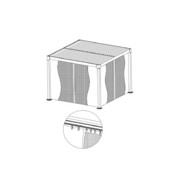 Комплект от 4 бр. страници за Пергола TLC190 с полиестерни страници и мрежа за защита и вентилация Комплект от 4 бр. страници за Пергола TLC190 с полиестерни страници и мрежа за защита и вентилация