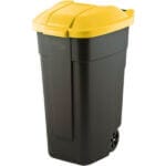 Контейнер за отпадъци Curver 110л, черен с жълт капак, 56x52x88 см