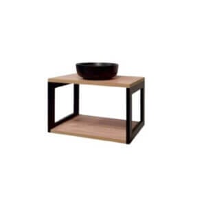 Конзолни плотове за баня Макена Балтимор с мивка – бял водоустойчив шкаф с черна порцеланова мивка, стенен монтаж