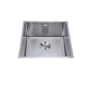Кухненска мивка Алпака Cascada D4343H от неръждаема стомана с квадратна форма и преливник, с включен сифон