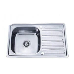 Кухненска мивка Cascada Алпака D8050AFL лява от неръждаема стомана с преливник и полирана повърхност