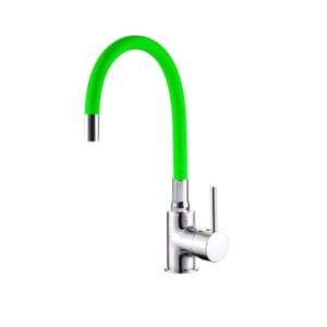 Кухненски смесител Cascada Classic зелен едноръкохватков смесител за кухня с гъвкава тръба и стилен дизайн.