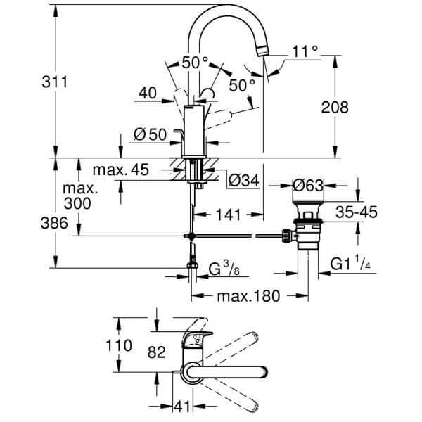 Кухненски смесител GROHE L Swift, Хром, Въртящ се чучур Кухненски смесител GROHE L Swift, Хром, Въртящ се чучур