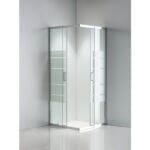 Квадратна душ кабина Cascada с плъзгащи врати, 70-80x70-80 см, бели ленти