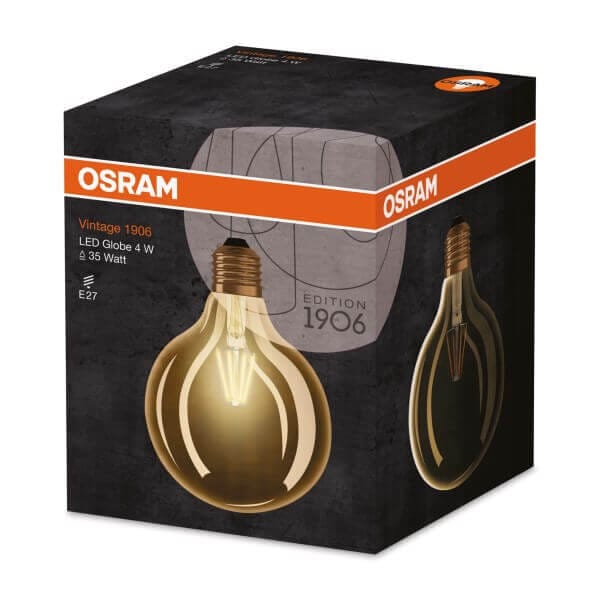 LED лампа OSRAM VINTAGE GLOBE, 4W E27, с винтажен дизайн за уютно осветление в дома. LED лампа OSRAM VINTAGE GLOBE, 4W E27, с винтажен дизайн за уютно осветление в дома.