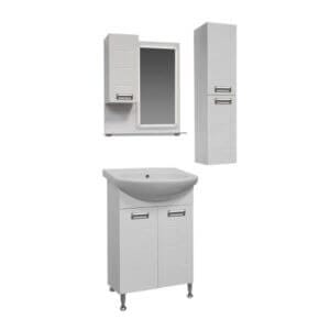 Мебел за баня тип колона Makena Хаус, бял шкаф с плавно затваряне, идеален за компактни пространства.