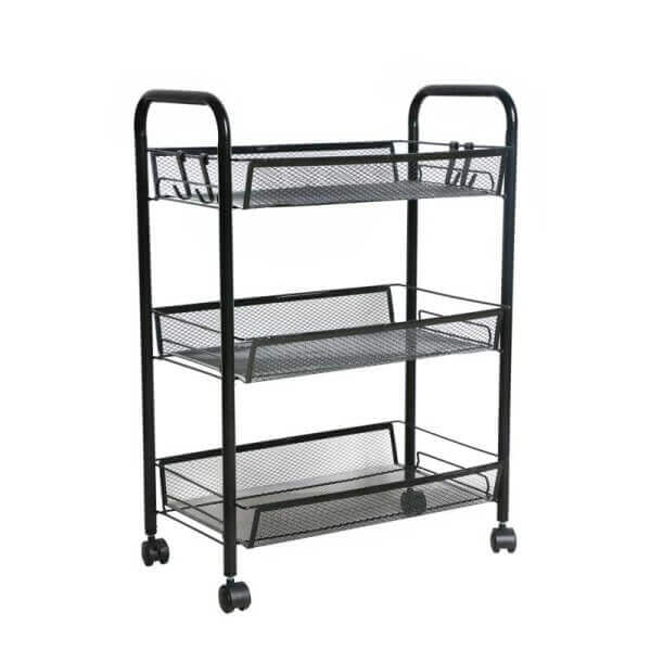 Метален стелаж на колела с 3 нива Ziel Black, 27x48x63 см Метален стелаж на колела с 3 нива Ziel Black, 27x48x63 см