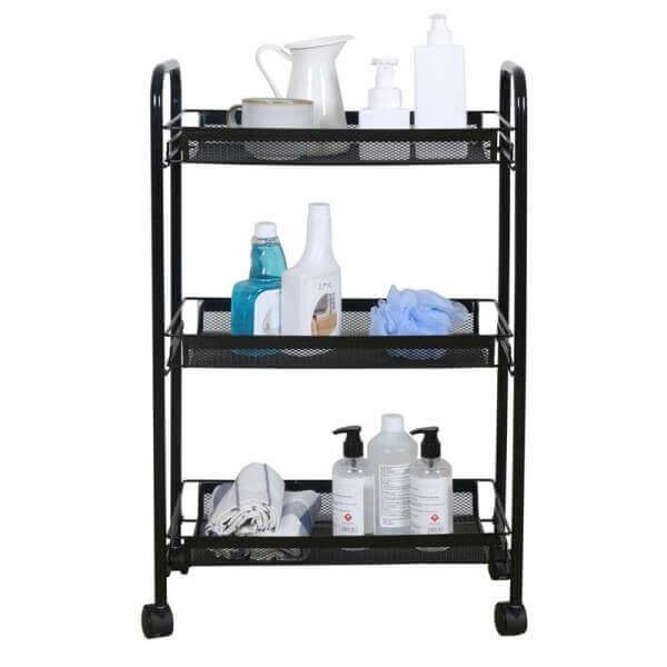 Метален стелаж на колела с 3 нива Ziel Black, 27x48x63 см Метален стелаж на колела с 3 нива Ziel Black, 27x48x63 см
