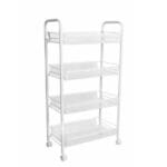 Метален стелаж на колела с 4 нива Ziel White, 27x48x84 см
